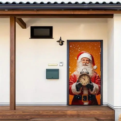 Christmas Santa Claus Polyester Door Cover Decoration 90x180cm