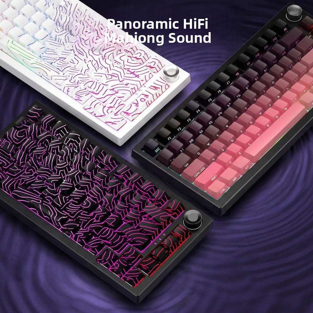 JP K81 Triple Mode RGB Side-Engraved PBT Mechanical Keyboard. Dynamic RGB backlighting with multiple effects enhances the aesthetic and gaming atmosphere