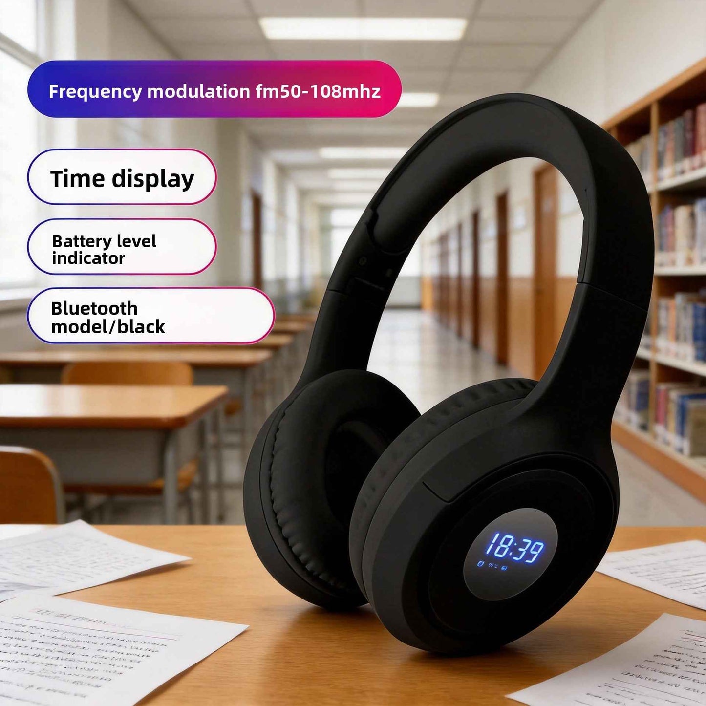 Bluetooth headset Over-Ear FM Frequency Dual Audio Wireless Wired