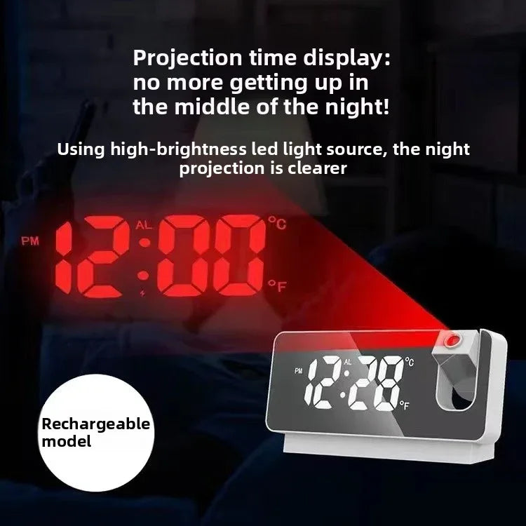 Rechargeable Projection Alarm Clock for Effortless Time Viewing - ZeeTec Store