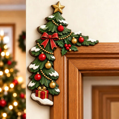 Christmas Peekaboo Door Frame Corner Decor. Simple setup, holiday characters and elements for seasonal ambiance