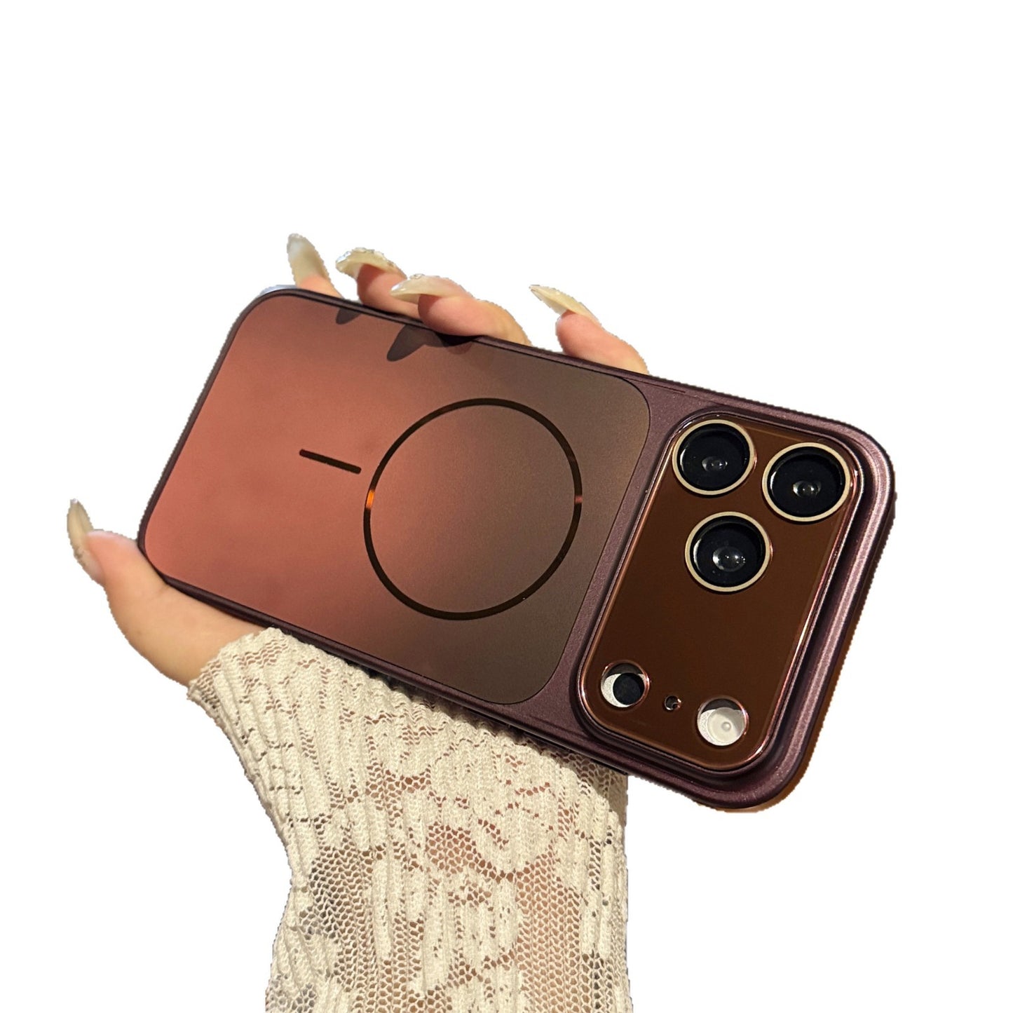 Flowing Light Design Phone Case with Magnetic Window
