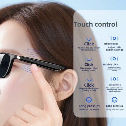 AI Smart Glasses with Multilingual Translation Bluetooth Bone Conduction Calls Music Lightweight
