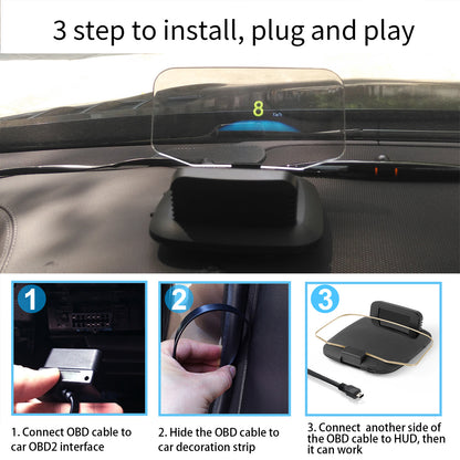Universal Car Head-Up Display HUD Projector. Projects driving data onto windshield for safer viewing - Universal Compatibility