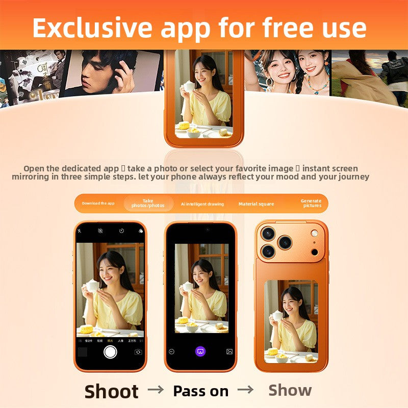 E-ink Screen Phone Case with Selfie Projector