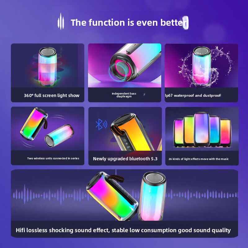 Voice of Berlin Bluetooth Speaker 15W , Colorful Wireless Speaker, High Volume Subwoofer, Portable High-Quality Computer Speaker