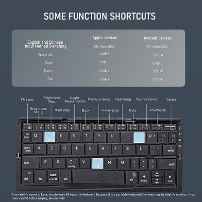 Wireless Portable Foldable Keyboard Compatible with mobile phones and tablets. Easy typing on the go