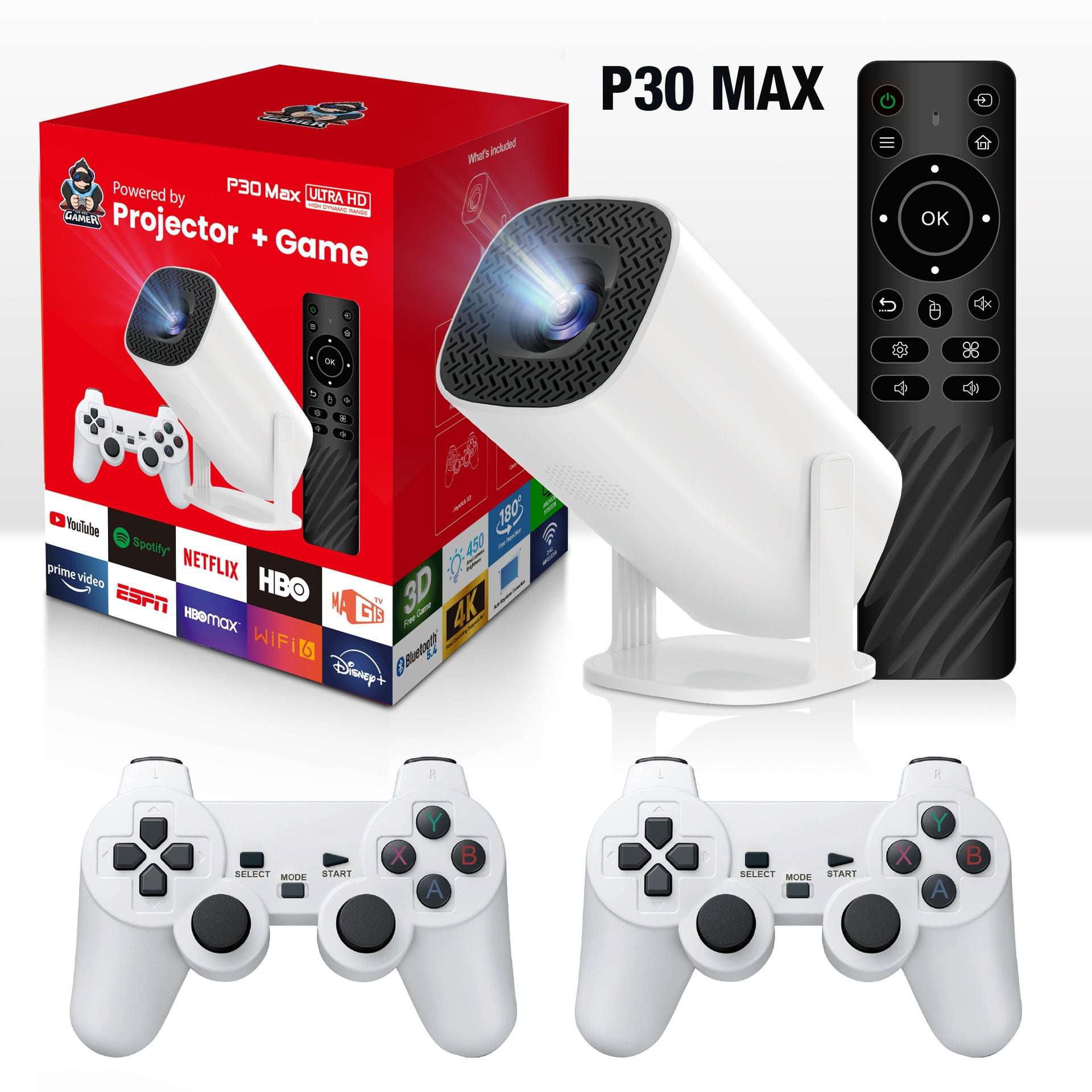Home Theater Projector Plus Gaming, High-resolution, Supports up to 150-inch screen