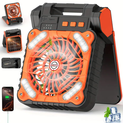 Solar Camping Fan Built-in Solar Panel and Battery
