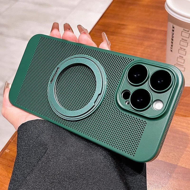360 Rotating Bracket Magnetic Phone Case with Cooling Net for iPhone