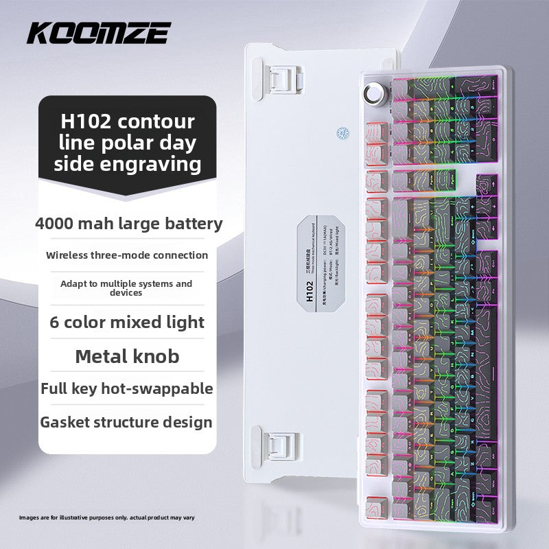 Koman 102 Mechanical Keyboard with Wireless Bluetooth Three-Mode Customization for Gaming and Office