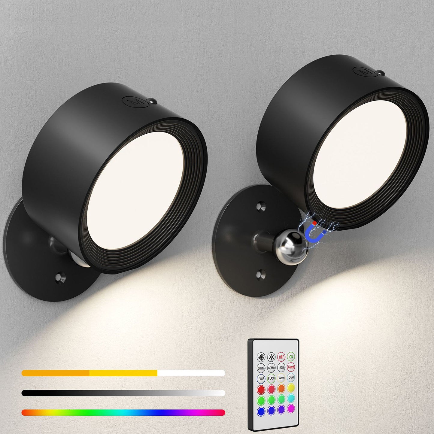 Magnetic Rotating RGB Wall Lamp with Touch Control