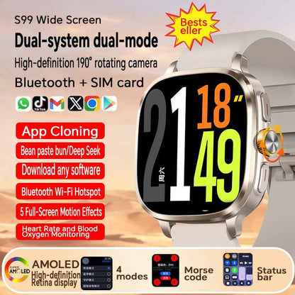 Android Smart Watch with Health Monitoring WiFi Bluetooth Call NFC