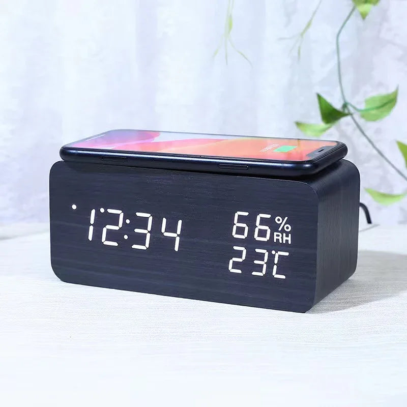 Wireless Charging Clock with LED Display and Modern Design - ZeeTec Store