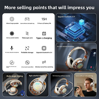 Wireless Gaming Headset with Bluetooth 5.4