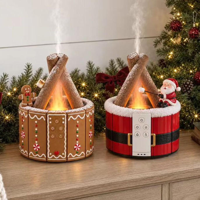 Christmas Themed Hand Painted Aroma Diffuser Decorative. Features charming Christmas-themed figures like Santa Claus and Candy Man, perfect for seasonal decoration and gift-giving.