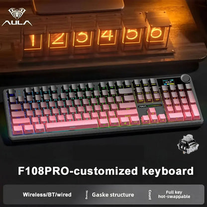 Aula F108 Pro Mechanical Keyboard RGB Backlit Triple Mode Connectivity