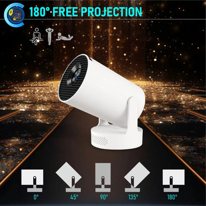 HY Portable Projector High Brightness 210 Ansi LM, 35-130 Inch Projection Size, HiFi Sound Enhanced Audio Quality - ZeeTec Store