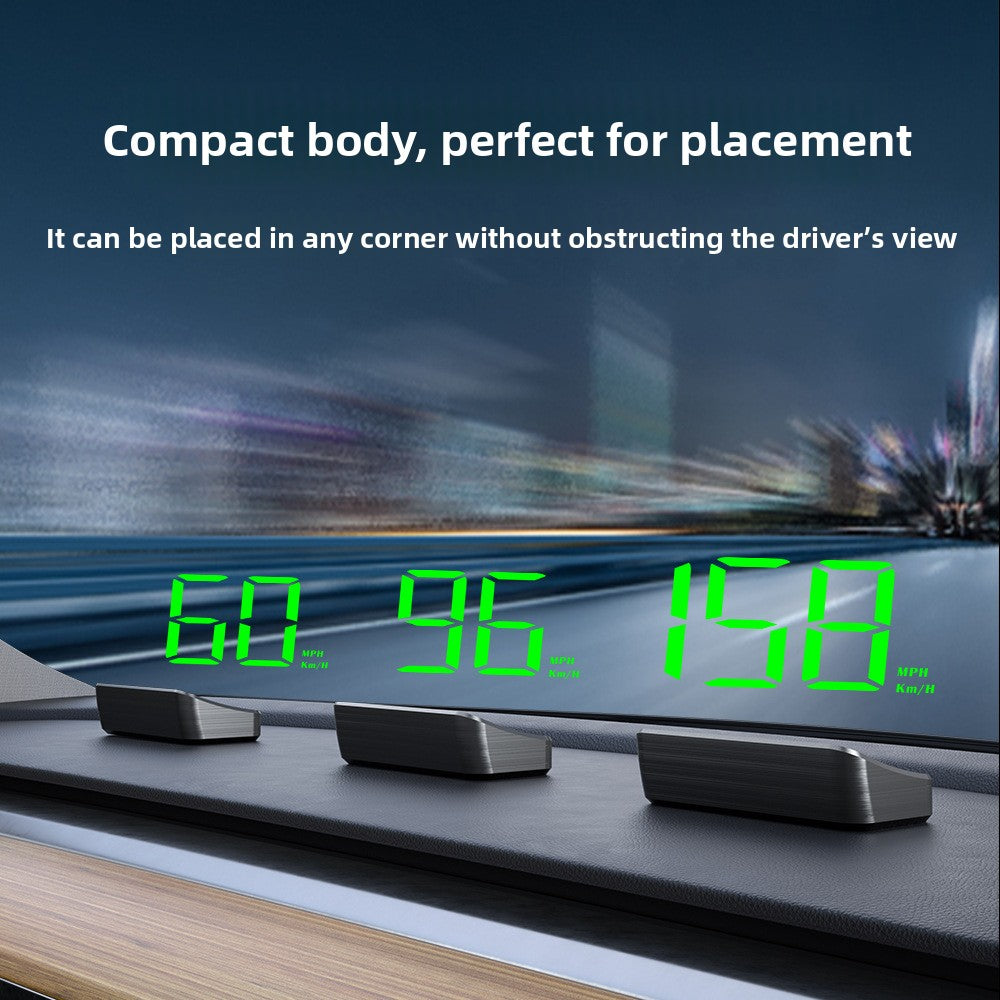 Head-up display Projects speed and driving data onto the car windshield for safer driving. Universal compatibility