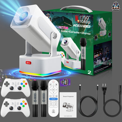 HCS350 Plus Android 1080P Home Projector with KTV, Gaming Support and audio playback