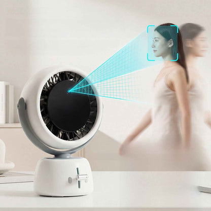 AI Facial Recognition Smart Desktop Fan with Digital Display