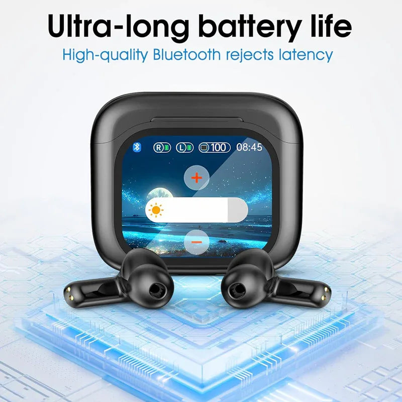 LED Bluetooth Headset with ANC, ENC, Touch Screen, and AI Translation - ZeeTec Store
