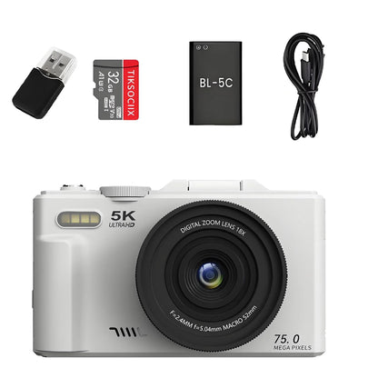 Professional Digital Camera with 18× Optical Zoom, 3” Flip Screen, True 5K HD Video, and 75MP Photos - Light and Portable with Long Battery Life - ZeeTec Store