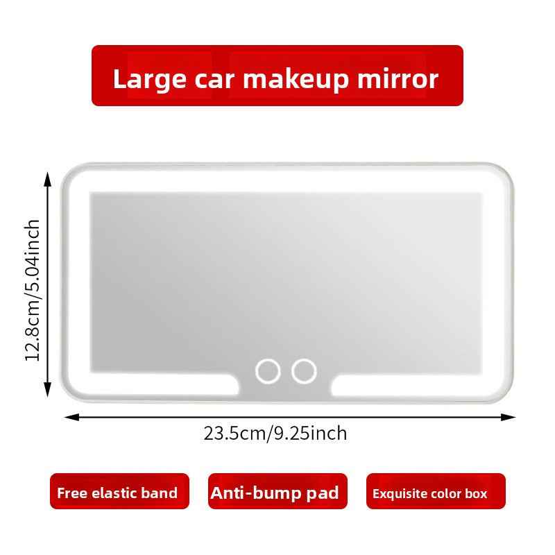 LED Illuminated Car Visor Makeup Mirror with Shatterproof Design