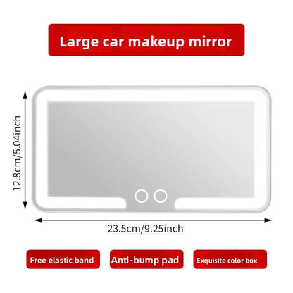 LED Illuminated Car Visor Makeup Mirror with Shatterproof Design