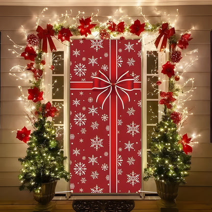 Christmas Santa Claus Polyester Door Cover Decoration 90x180cm