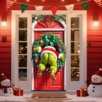 Christmas Santa Claus Polyester Door Cover Decoration 90x180cm