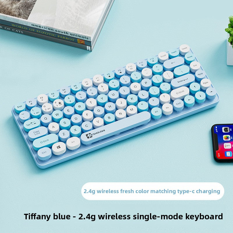 Aesthetic Wireless Mechanical Feel Silent Keyboard with Bluetooth