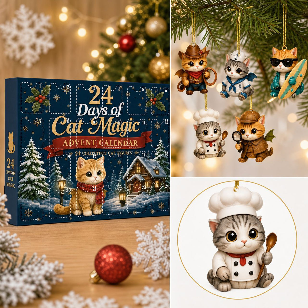 Cute Cat Theme  Advent Calendar Blind Box Christmas Countdown Surprise Gift Interactive Fun