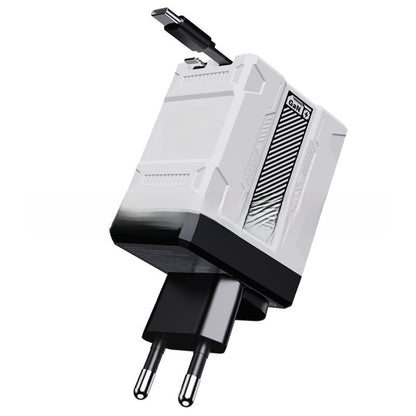 GaN Fast Charger with Retractable Cable for Apple & Android