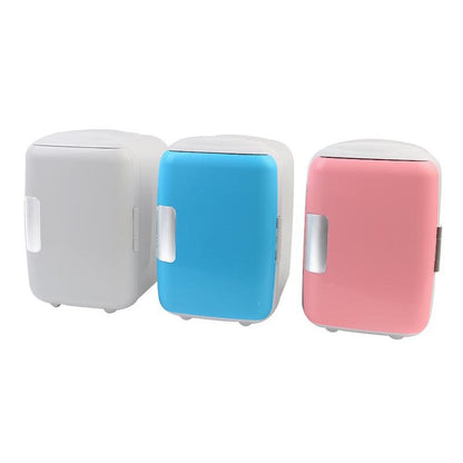 4L Portable Car and Home Mini Fridge, Cooling and Warming Refrigerator, 12V/110V-220V, Blue Pink White