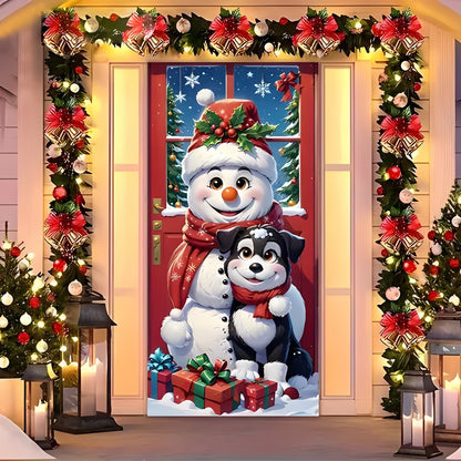 Christmas Santa Claus Polyester Door Cover Decoration 90x180cm