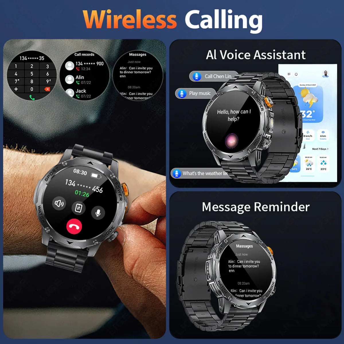 Bluetooth Smart Watch - Advanced Fitness Tracking & Notifications - ZeeTec Store
