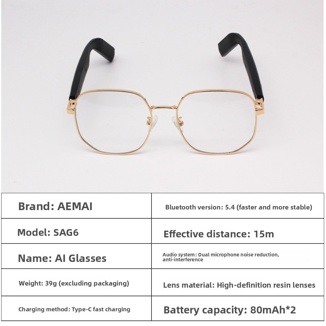 Smart Wearable Audio Glasses UV Protection AI Translation