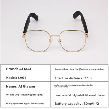 Smart Wearable Audio Glasses UV Protection AI Translation