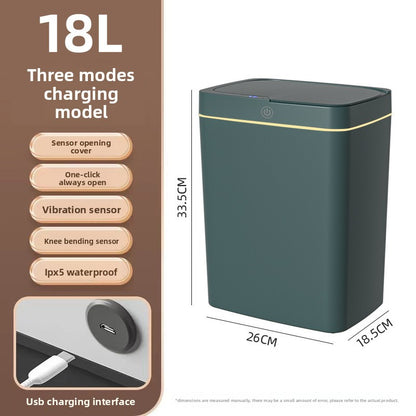 Smart Trash Can, Touch-free Operation, Automatic Packaging, Battery/Charging Options, Multi-zone Classification - Designed with compartments for efficient waste sorting, Versatile Placement - Slim design