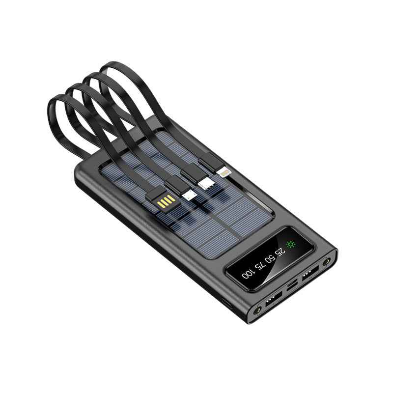 Solar Power Bank with Built-in Cables