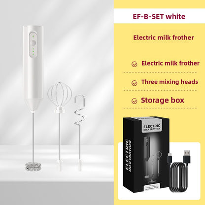 Rechargeable Handheld Electric Mixer with Interchangeable heads for mixing, frothing, and blending tasks