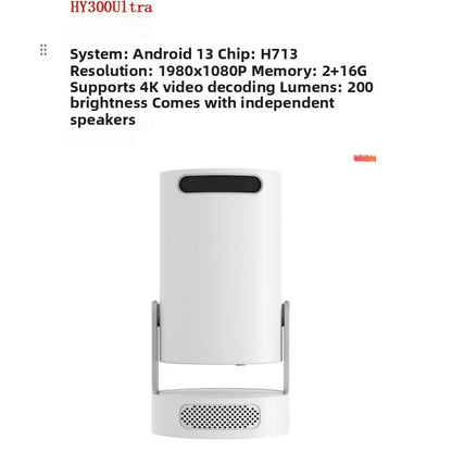 HY300 Ultra Portable 4K Home Projector with Built-in Speakers and HDMI Support. Compact and lightweight, easy to carry for home or outdoor entertainment