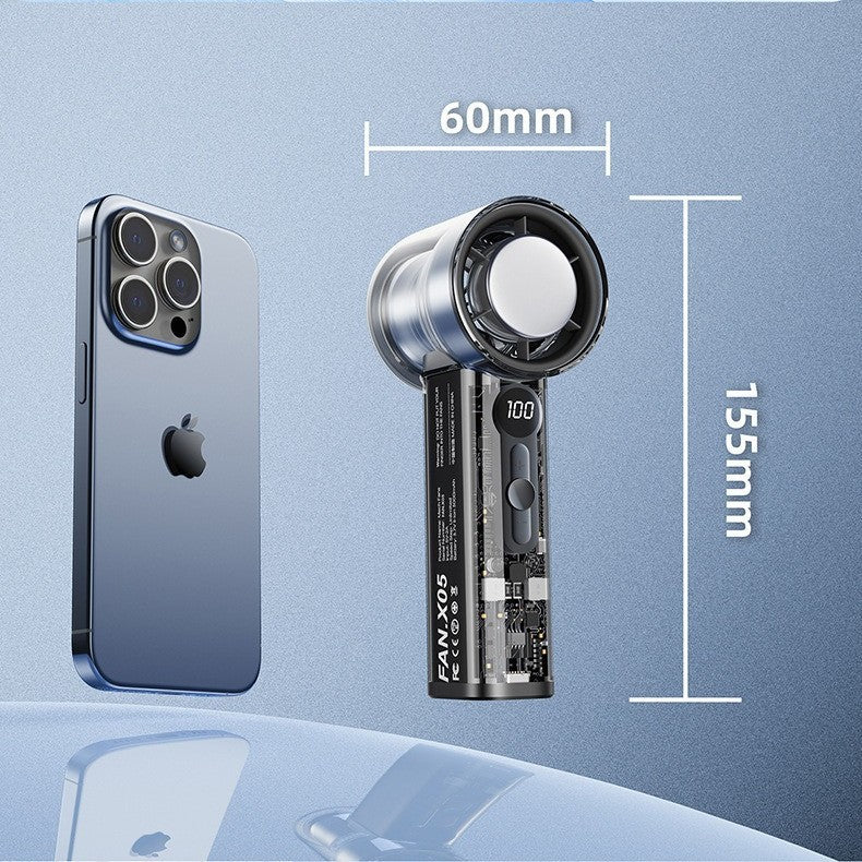 Portable USB Handheld Power Fan Wind with Transparent Housing for Ice Cooling - ZeeTec Store