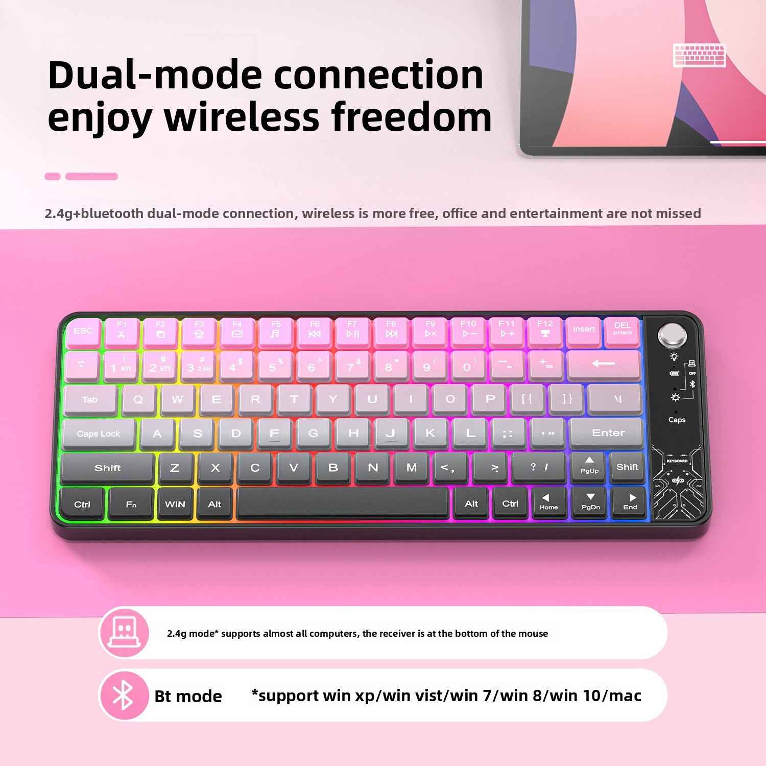 Wireless keyboard RGB Backlight 79 Keys