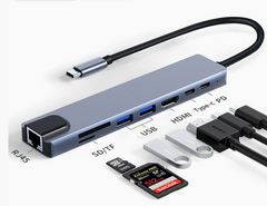 Cross border eight in one docking station Type-C network port USB multi port docking station multifunctional USB hub wholesale