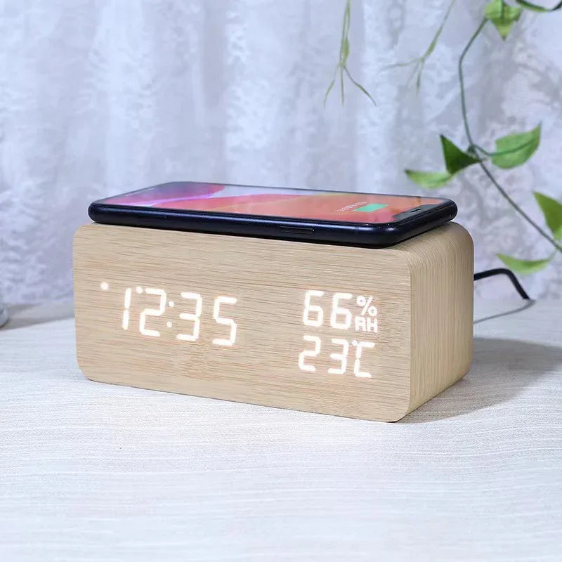 Wireless Charging Clock with LED Display and Modern Design - ZeeTec Store