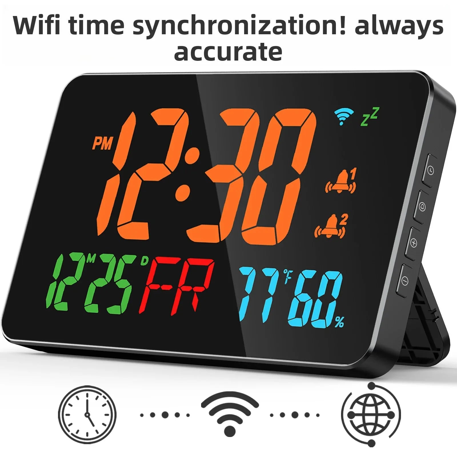 WIFI Digital Clock with Temperature Display and Humidity Monitor - ZeeTec Store