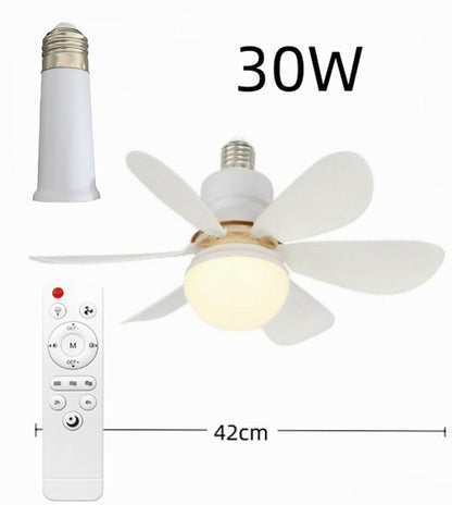 E27 Screw Silent Smart Ceiling Fan Light with Remote Control