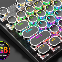 T-Wolf T75 Punk Retro Mechanical Keyboard with Round Keycaps